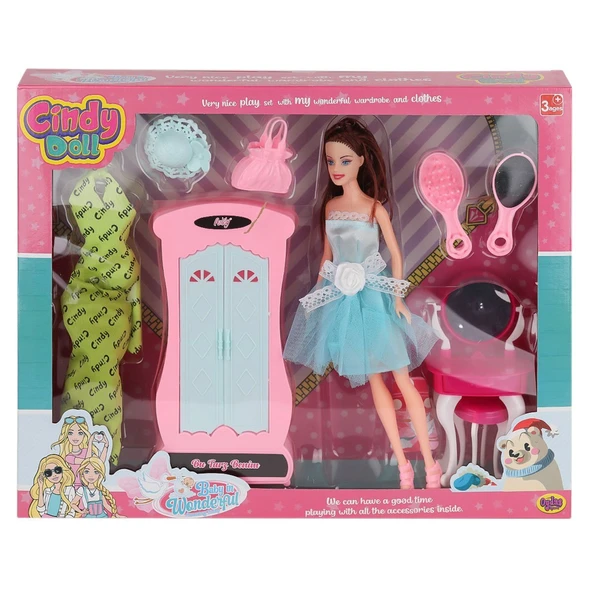 02453 Cindy Doll Dolaplı Makyaj Masalı Bebek -Oydaş Oyuncak ürün görseli