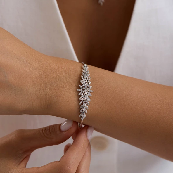 Flower Beyaz Altın Sarmaşık Takı Seti - 3