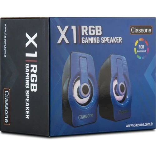 Classone X1 Black Rgb Işıklı  Gaming  Usb Hoparlör Mavi - 6