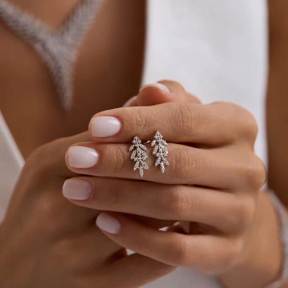 Flower Beyaz Altın Sarmaşık Takı Seti - 2