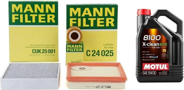 Bmw F20 Kasa (120I) Periyodik Bakım Filtre Seti Motul 5W30 Efe 5lt (Mann) ürün görseli