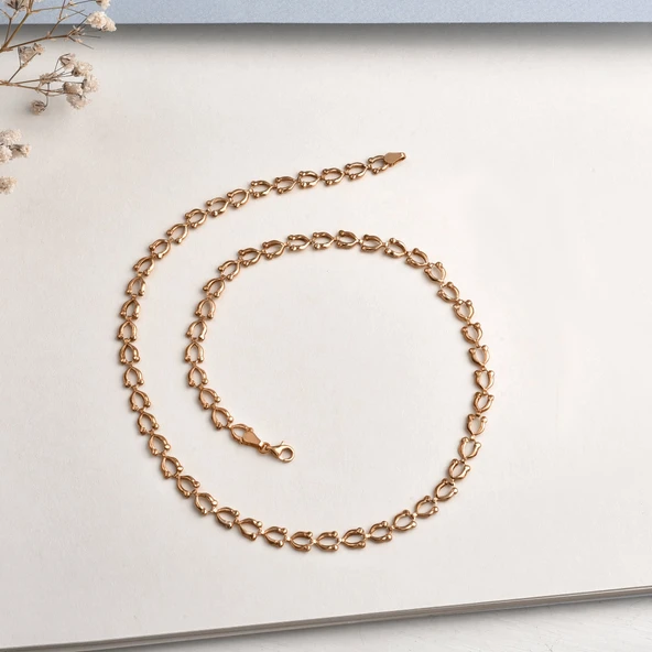 14 Ayar Altın Kaplama İtalyan Gösterişli ve Hafif  Gümüş Zincir - NP00103 - Resim 5