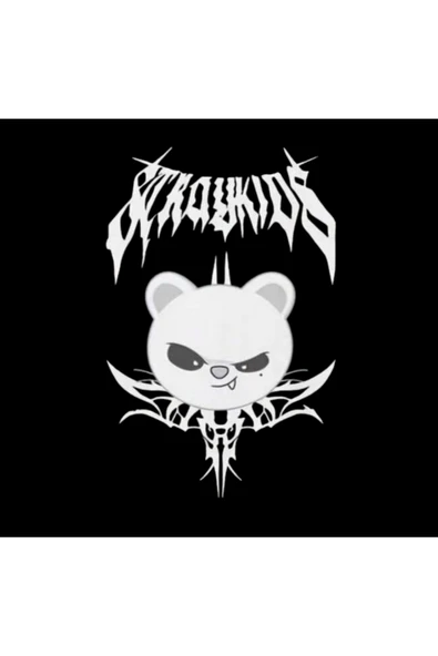 fame-stoned Stray Kids Skzoo Jiniret Karakter Baskılı Unisex %100 Pamuk Siyah T-shirt - Resim 2