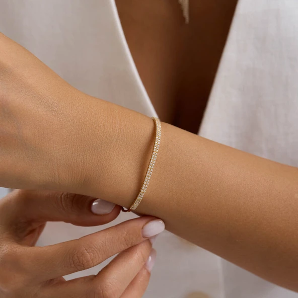 14 Ayar Su Yolu Set Sarı Altın İki Sıra - 3