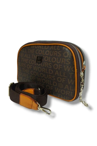 Tuana 210-25 Deri Yazı Desenli Omuz Askılı Kadın Çanta - 5