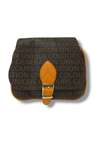 Tuana 205-25 Yazı Desenli Kemer Tokalı Omuz Askılı Kadın Çanta - 4