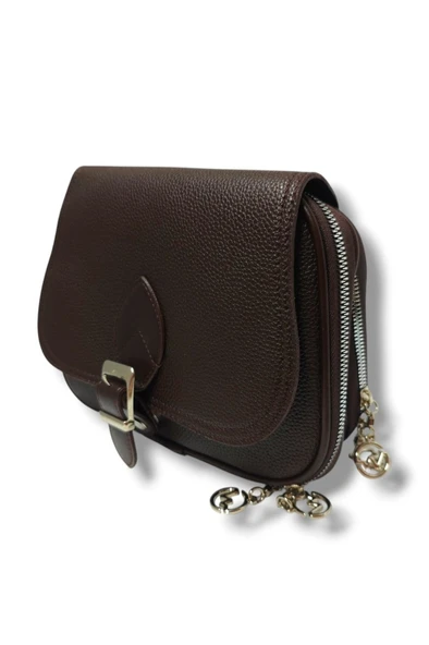 Tuana 205-25 Baskı Deri Kemer Tokalı Omuz Askılı Kadın Çanta - 5