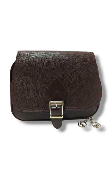 Tuana 205-25 Baskı Deri  Kemer Tokalı Omuz Askılı Kadın Çanta - 4