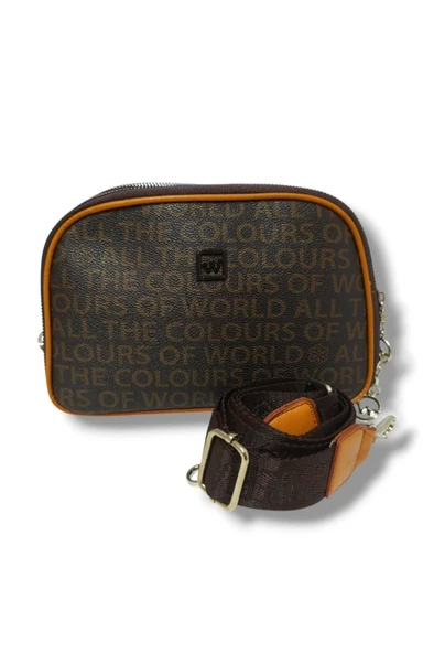 Tuana 210-25 Deri Yazı Desenli Omuz Askılı Kadın Çanta - 4