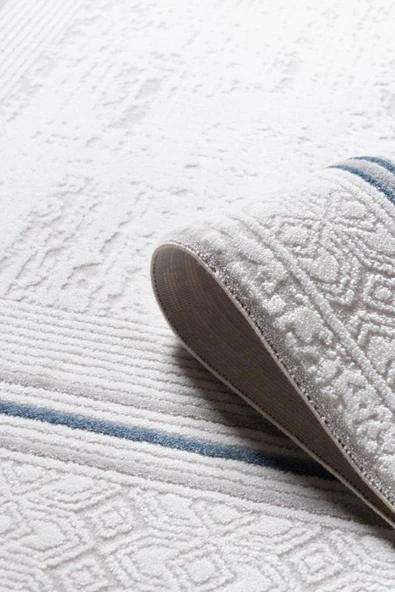 Pastel Halı Zena 474A Beyaz Lacivert Serisi Akrilik Salon Oturma Yatak Odası Halısı - 2