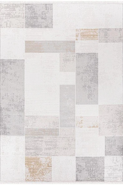 Pastel Halı Zena 455A Beyaz Antrasit  Serisi Akrilik Salon Oturma Yatak Odası Halısı ürün görseli 1