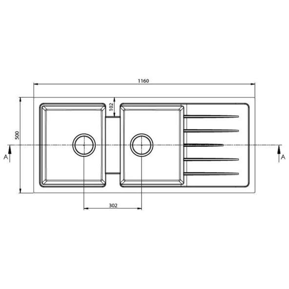 Real Stone P021 Esila Çift Gözlü Granit Mutfak Eviyesi Beyaz 116.5 x 50 Cm - 2