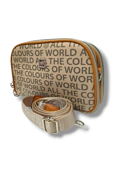 Tuana 210-25 Deri Yazı Desenli Omuz Askılı Kadın Çanta - 2