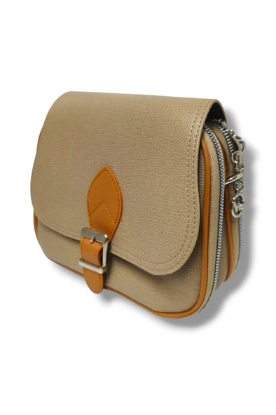 Tuana 205-25 Baskı Deri  Kemer Tokalı Omuz Askılı Kadın Çanta - 2