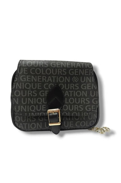 Tuana 205-25 Yazı Desenli Kemer Tokalı Omuz Askılı Kadın Çanta - 7