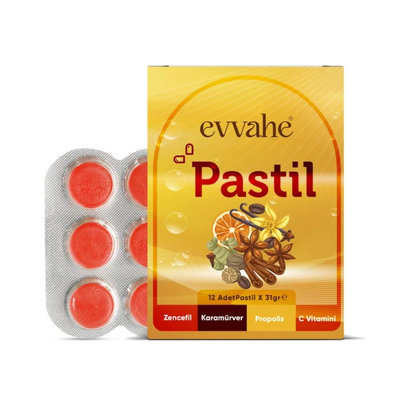 Evvahe Doğal Pastil 12 adet(Zencefil, Karamürver, Propolis, C vitamini İçeren Pastil Takviye Edici Gıda) - 2