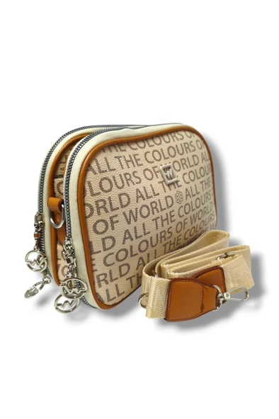 Tuana 210-25 Deri Yazı Desenli Omuz Askılı Kadın Çanta - 8