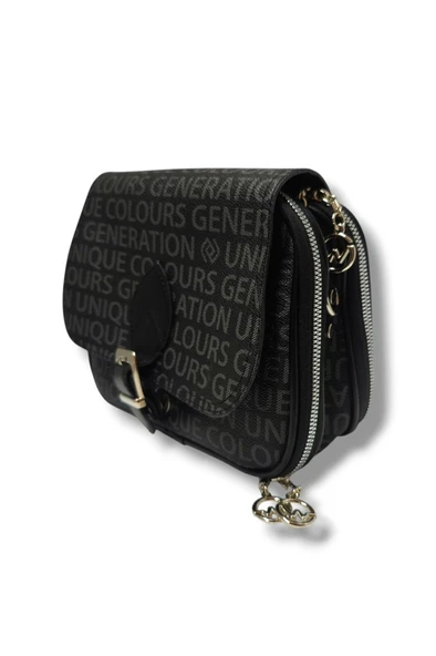 Tuana 205-25 Yazı Desenli Kemer Tokalı Omuz Askılı Kadın Çanta - 8