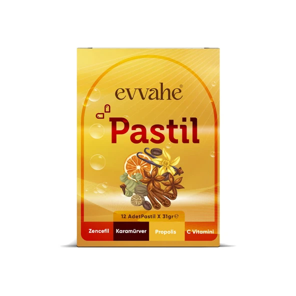 Evvahe Doğal Pastil 12 adet(Zencefil, Karamürver, Propolis, C vitamini İçeren Pastil Takviye Edici Gıda) - 3