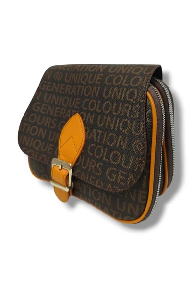 Tuana 205-25 Yazı Desenli Kemer Tokalı Omuz Askılı Kadın Çanta - 5