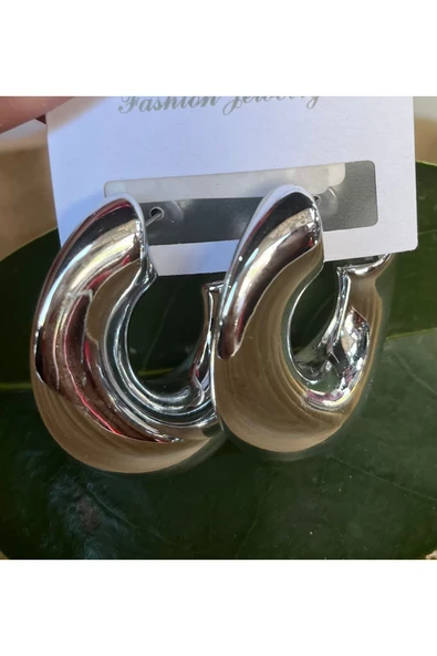 Monalisa Home Gümüş Renk Lüks Gösterişli Halka  Küpe ürün görseli