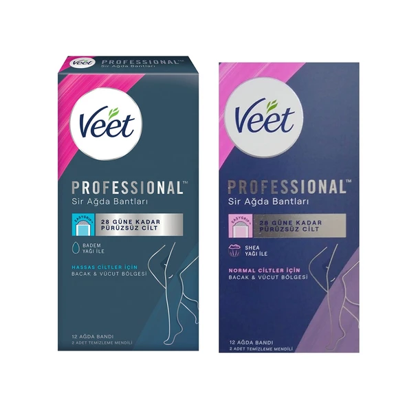 Veet Professional Ağda Bantları 12 li Hassas ve Normal 2 li Paket ürün görseli 1