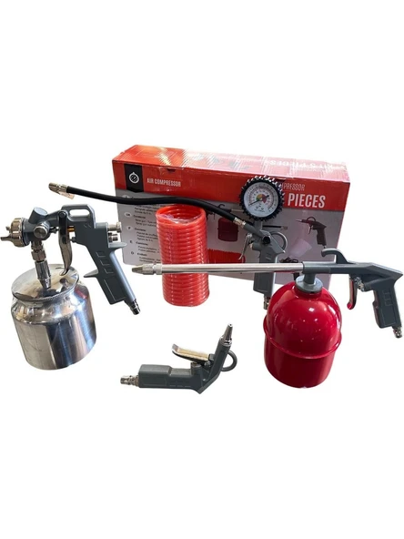 Povver 5 Li Havalı Set (Boya, Mazot, Lastik Şişirme, Hava, Spiral Hortum) - Resim 3