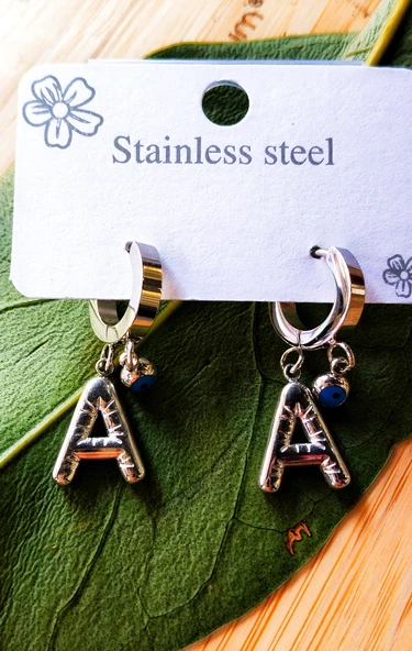 Monalisa Home Gümüş Renk A Harfi Lüks Gösterişli Klips  Küpe ürün görseli 1