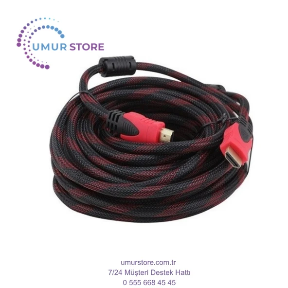 HDMI To HDMI 10 mt Örgülü HDMI Kablo ürün görseli 1