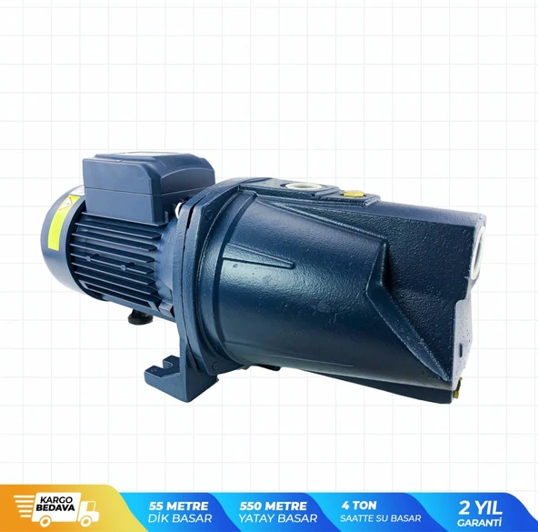İbeltech Jet1500AH 2Hp Bakır Sargılı 1'' 55 Metre Dik Basar Jet Pompa - 8