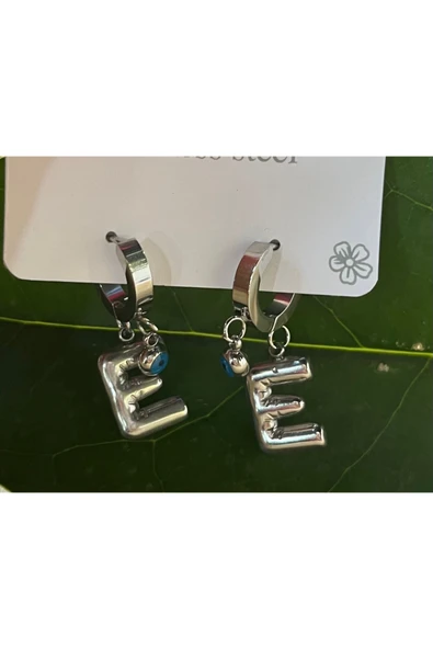 Monalisa Home Gümüş Renk E Harfi Lüks Gösterişli Klips  Küpe