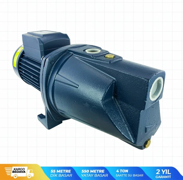 İbeltech Jet1500AH 2Hp Bakır Sargılı 1'' 55 Metre Dik Basar Jet Pompa - 6