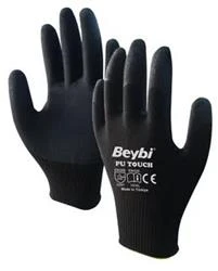 Beybi 9 Beden 12li Paket Poliüretan Kaplı Pu Touch Siyah Montaj Eldiven  EN388 (3121X) - 4