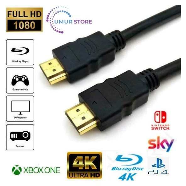HDMI Kablo 4K 3D Ağ Destekli Altın Uçlu 4K 60Hz 18G Bps Ultra Hd 4K Ethernet HDMI Kablosu - 50CM - 2