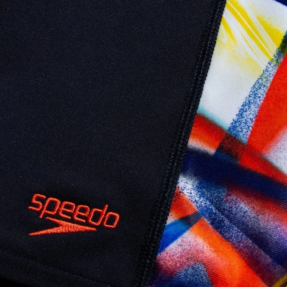 Speedo Digital Allover Panel Jam-mer Erkek Çocuk Yüzücü Mayosu Siyah-Turuncu - 5