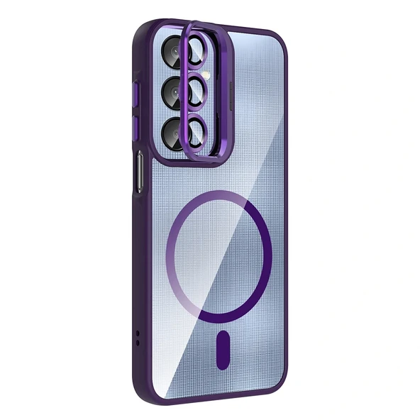 Samsung A36 Kılıf Standlı ve Kamera Lens Hediyeli M-Safe Şarj Özellikli Etro Kapak - Resim 2