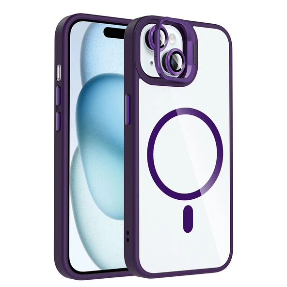 Apple iPhone 14 Kılıf Kamera Standlı Lens Koruyucu Hediyeli Zr-Etro ürün görseli 1