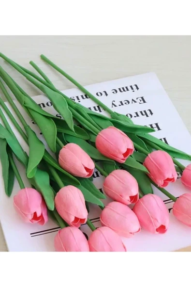 16’lı Pembe Lale 30 Cm Ev Dekor Süsü - Resim 3