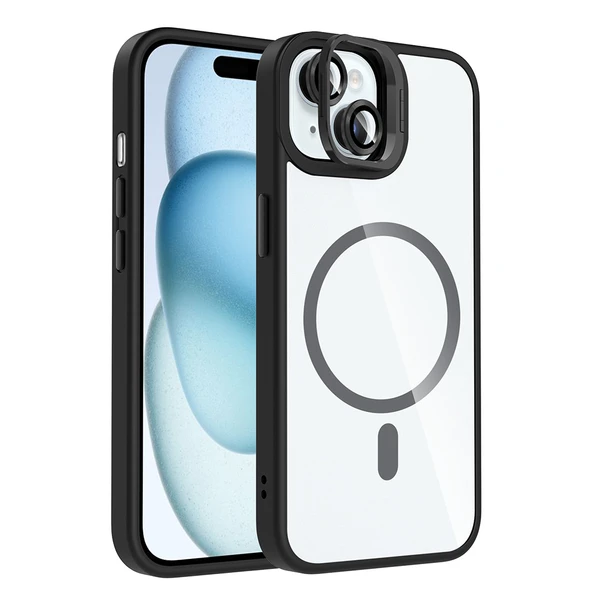 Apple iPhone 15 Kılıf Kamera Standlı Lens Koruyucu Hediyeli Zr-Etro ürün görseli 1