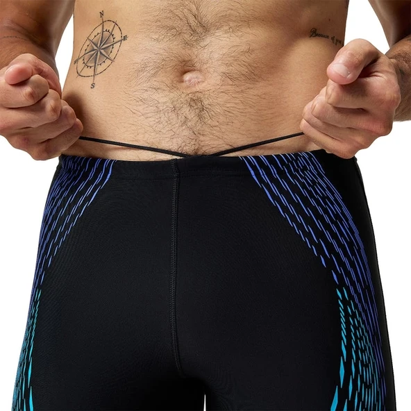 Speedo Duo Logo Print Mid Jam-mer Erkek Mayosu Siyah-Mavi - 4