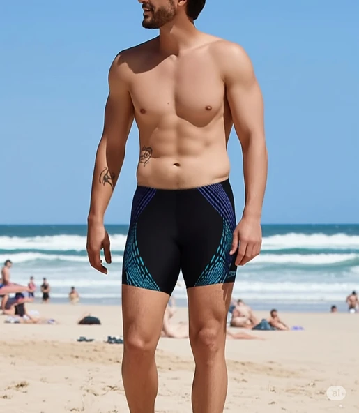 Speedo Duo Logo Print Mid Jam-mer Erkek Mayosu Siyah-Mavi