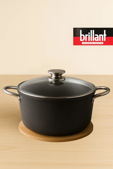 BRİLLANT TENCERE  STONE DERİN 24 CM 4,5 LİTRE ANTRASİT ürün görseli