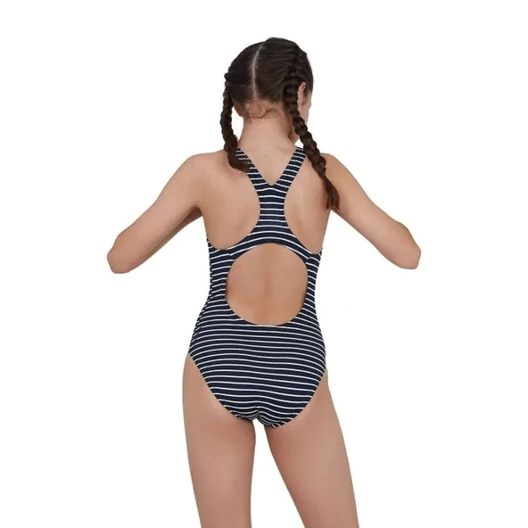 Speedo Endurance Baskılı Madalyalı Kız Çocuk Mayosu Lacivert-Beyaz - 2