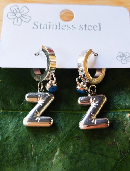 Monalisa Home Gümüş Renk Z Harfi Lüks Gösterişli Klips  Küpe ürün görseli 1