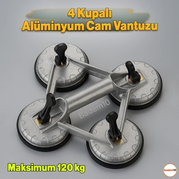 4'lü Kupalı Vakumlu Alüminyum Gövdeli Güçlü Cam Mermer Granit Ağır Yük Taşıma Vantuzu Vantusu Vantuz ürün görseli