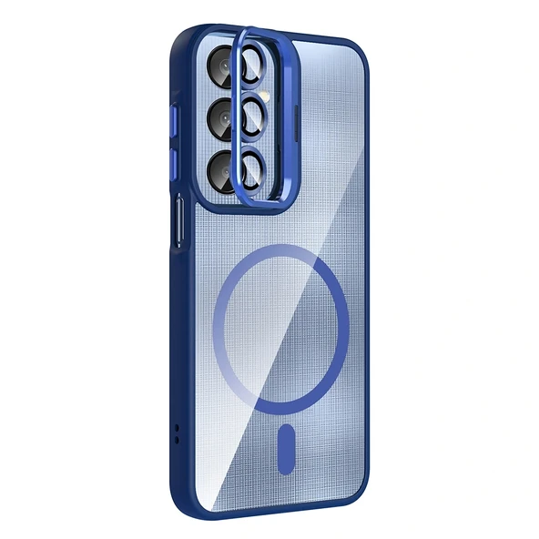 Samsung A36 Kılıf Standlı ve Kamera Lens Hediyeli M-Safe Şarj Özellikli Etro Kapak - Resim 4