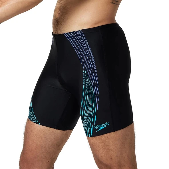 Speedo Duo Logo Print Mid Jam-mer Erkek Mayosu Siyah-Mavi - 3