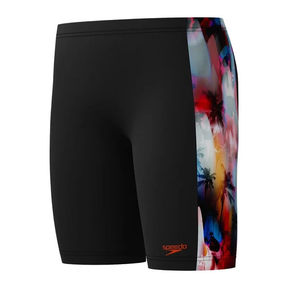 Speedo Digi Allover Panel Jam-mer Erkek Çocuk Yüzücü Mayo Siyah-Turuncu - 2