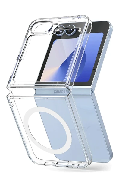 Samsung Galaxy Z Flip 7 Kılıf Wireless Şarj Destekli Şeffaf Azn-Magneticsafe ürün görseli