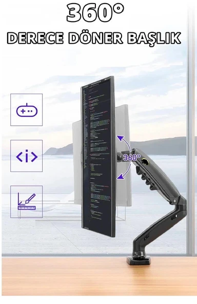 17-32” inç Oyuncu Led Monitör Masa Üstü Amositörlü Askı Aparatı - 3